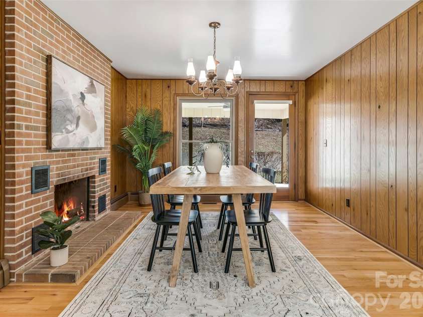 63 Pinecroft Road, Asheville, NC 28804.  MLS# CAR4352217, YatesRealty ID 26495. Large dinning room with fireplace