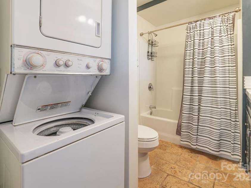33 Carolina Lane, Asheville, NC 28801.  MLS# CAR4277865, YatesRealty ID 26531. Stackable W+D conveys, in bathroom