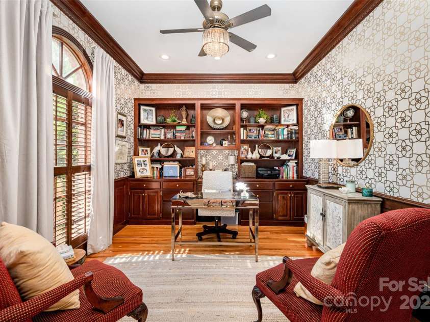 408 Johnsfield Road, Shelby, NC 28150.  MLS# CAR4269402, YatesRealty ID 26543. Lovely home office with built in cabinets
