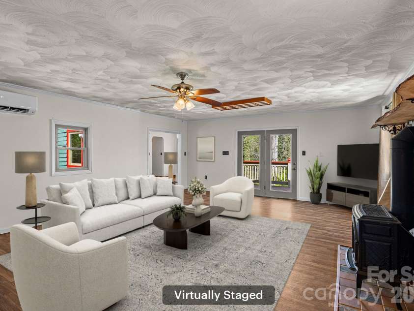 114 Walker Street, Black Mountain, NC 28711.  MLS# CAR4367539, YatesRealty ID 26552. Virtually-Staged Living Room