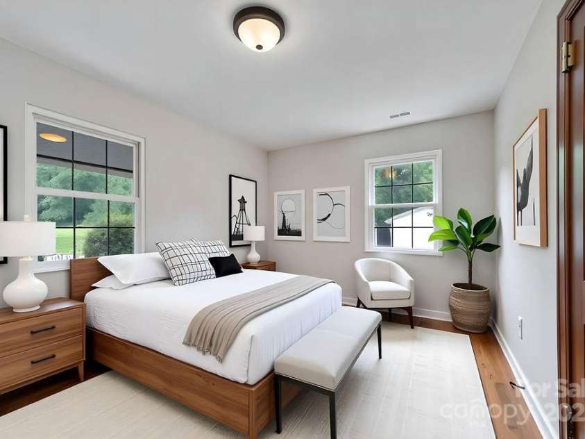 255 North Country Club Road, Brevard, NC 28712.  MLS# CAR4290219, YatesRealty ID 2656. Virtually staged bedroom