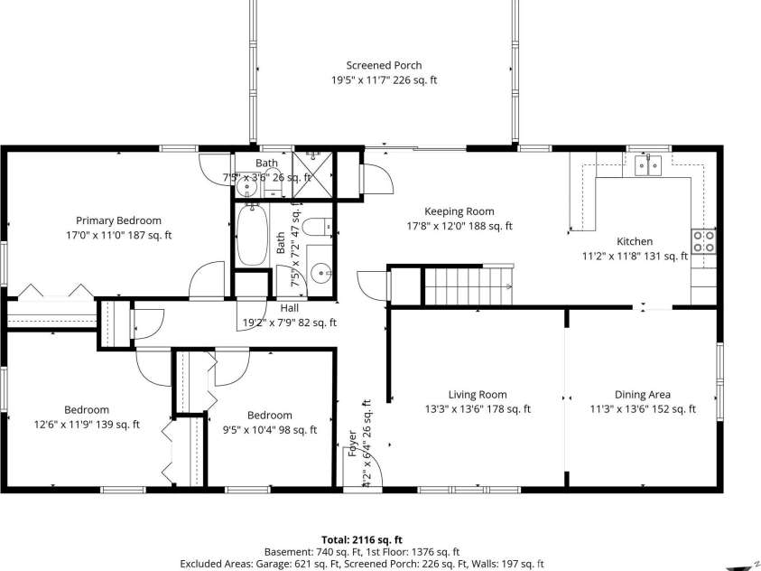 123 Castleton Lane, Hendersonville, NC 28791.  MLS# CAR4375976, YatesRealty ID 26560. Main Level Floor Plan
