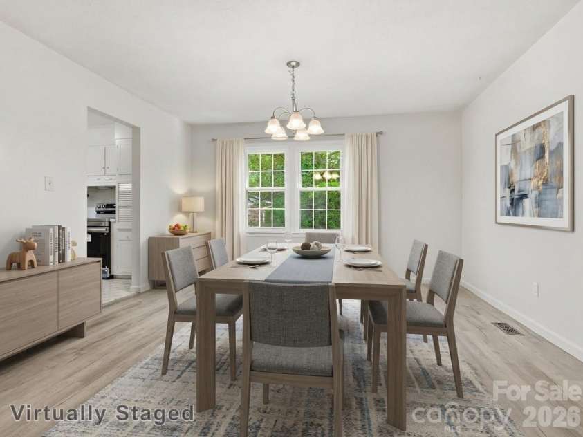 123 Castleton Lane, Hendersonville, NC 28791.  MLS# CAR4375976, YatesRealty ID 26560. Virtually Staged Dining Room