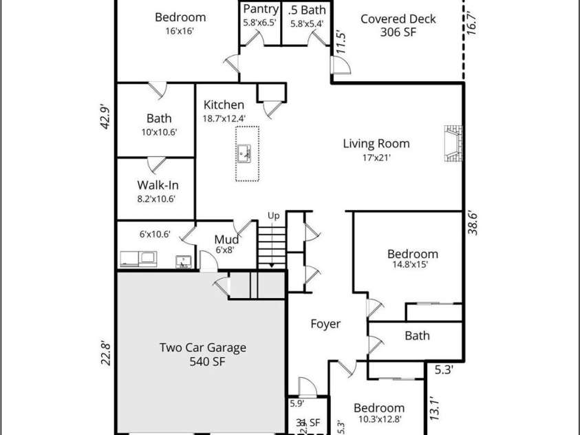 9 Ashe Park Circle, Asheville, NC 28806.  MLS# CAR4377416, YatesRealty ID 26564. Main Level Floor Plan