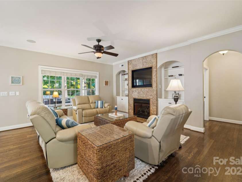 1237 Saint Johns Avenue, Matthews, NC 28104.  MLS# CAR4273618, YatesRealty ID 26593. Living Room with Gas Fireplace