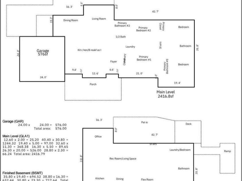 926 Meadow Lakes Road, Rock Hill, SC 29732.  MLS# CAR4269241, YatesRealty ID 26836. Floorplan with Measurement Calculation