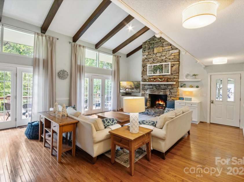 159 Big Poplar Lane, Zirconia, NC 28790.  MLS# CAR4280103, YatesRealty ID 26850. Beautiful french doors exiting onto newly stained deck