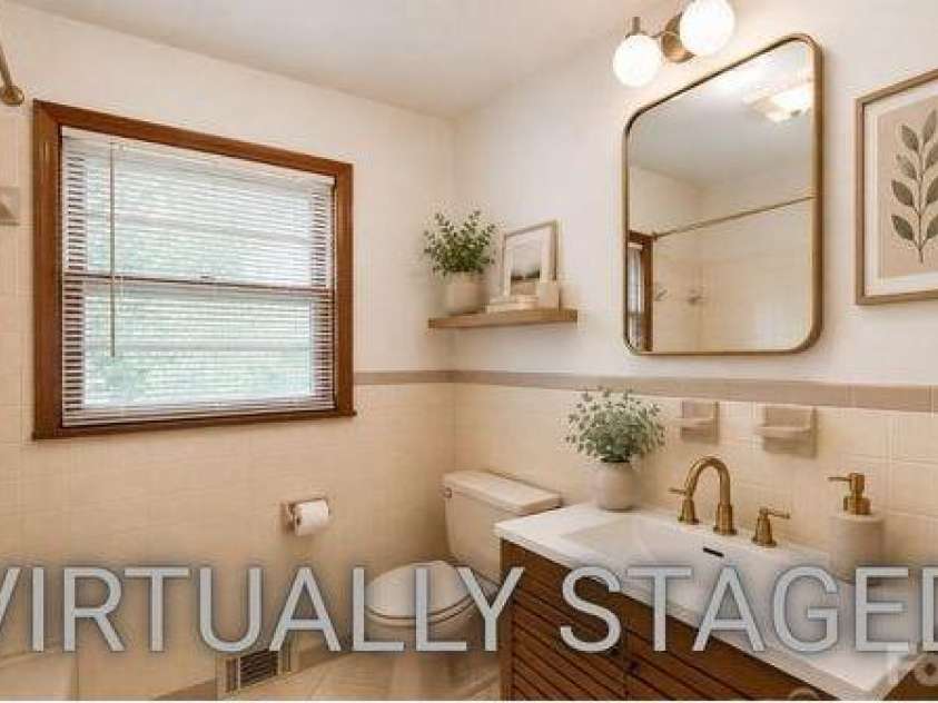 295 Bramlett Drive, Waynesville, NC 28785.  MLS# CAR4381280, YatesRealty ID 26852. Virtually staged primary bath