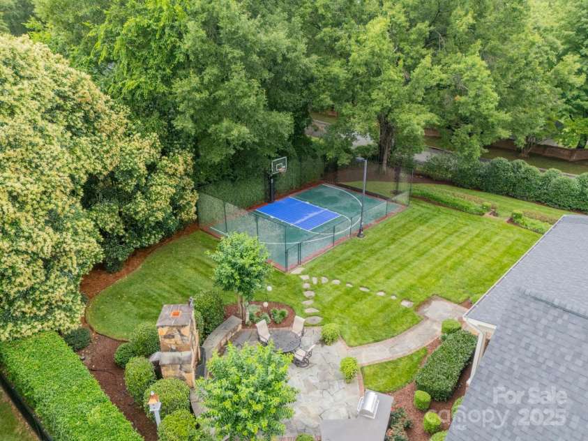 2300 Richardson Drive, Charlotte, NC 28211.  MLS# CAR4266822, YatesRealty ID 26854. Ariel view of sport court and yard