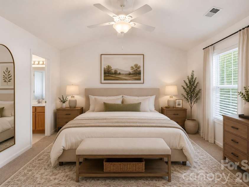 4225 Hogan Lane, Fort Mill, SC 29707.  MLS# CAR4385941, YatesRealty ID 26876. Virtually staged primary bedroom