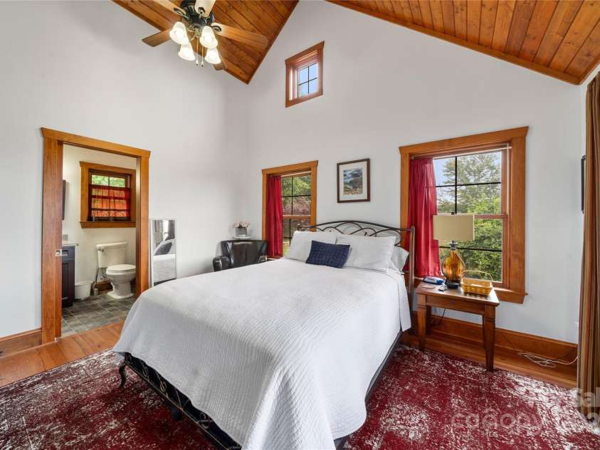 4862 Pinnacle Mountain Road, Zirconia, NC 28790.  MLS# CAR4262983, YatesRealty ID 26893. Guest Cabin Bedroom