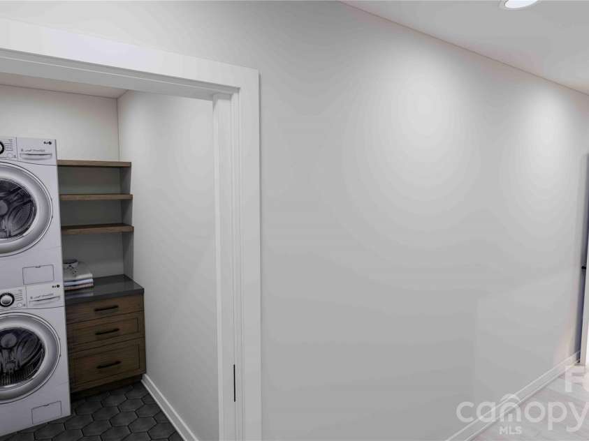 611 Storybook Villas Trail, Asheville, NC 28804.  MLS# CAR4325306, YatesRealty ID 2690. Lower level laundry rendering