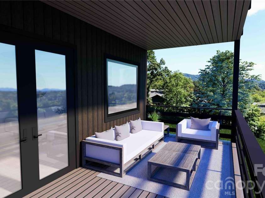 611 Storybook Villas Trail, Asheville, NC 28804.  MLS# CAR4325306, YatesRealty ID 2690.  Main level deck rendering
