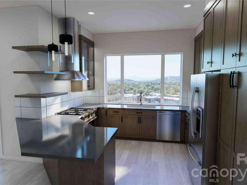 611 Storybook Villas Trail, Asheville, NC 28804.  MLS# CAR4325306, YatesRealty ID 2690. Main level kitchen rendering