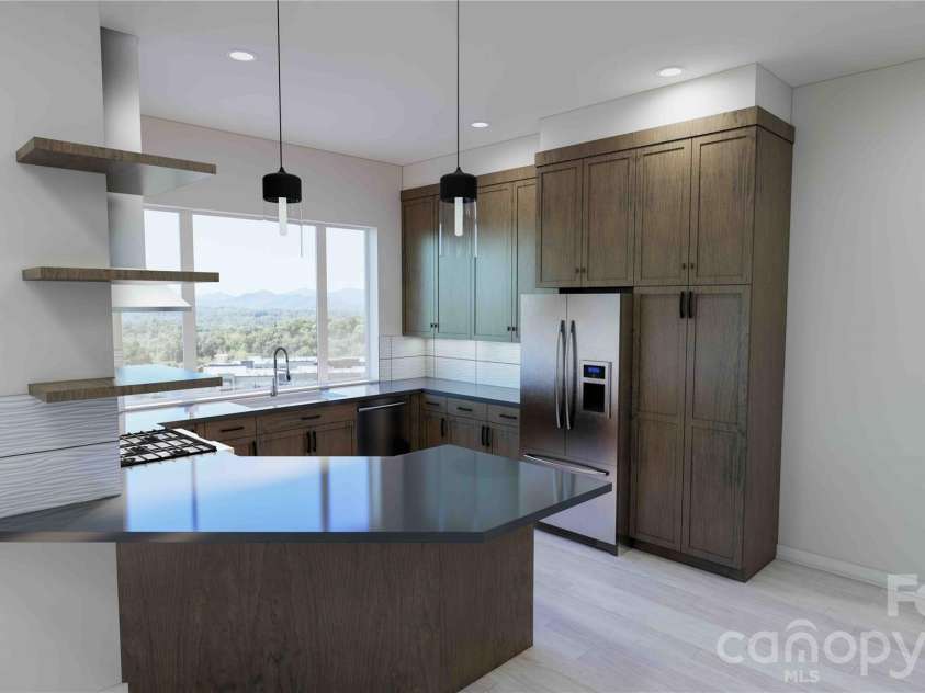 611 Storybook Villas Trail, Asheville, NC 28804.  MLS# CAR4325306, YatesRealty ID 2690. Main level kitchen rendering
