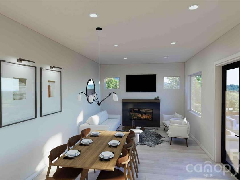611 Storybook Villas Trail, Asheville, NC 28804.  MLS# CAR4325306, YatesRealty ID 2690. Main level living room rendering