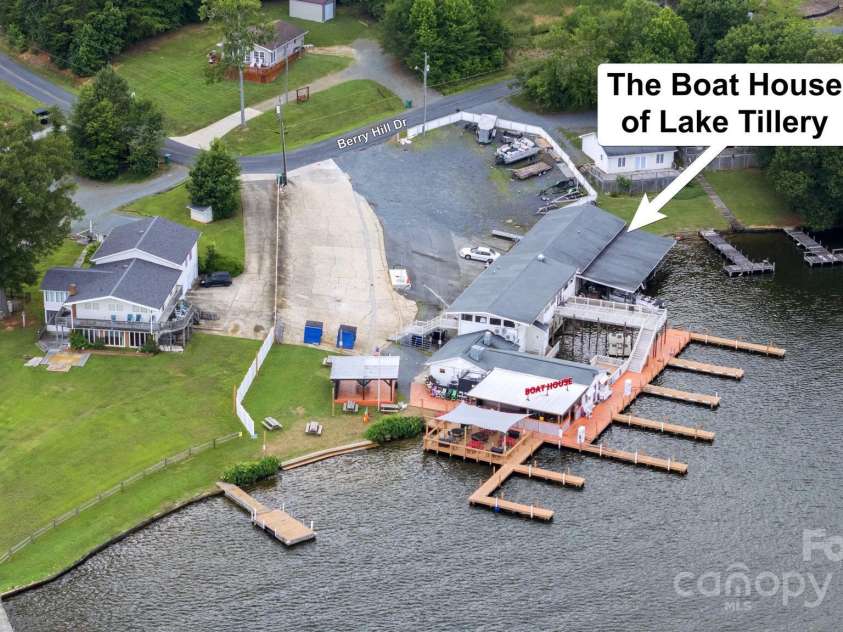 612 Berry Hill Drive, Norwood, NC 28128.  MLS# CAR4267025, YatesRealty ID 26932. Aerial View Of Nearby Marina