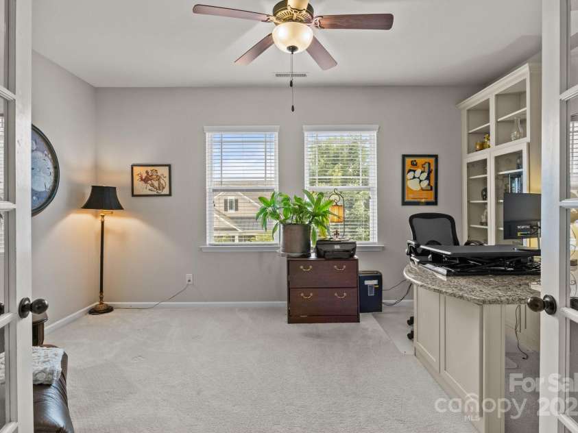 16034 Rushwick Drive, Huntersville, NC 28078.  MLS# CAR4262990, YatesRealty ID 26972. Upstairs study with French doors