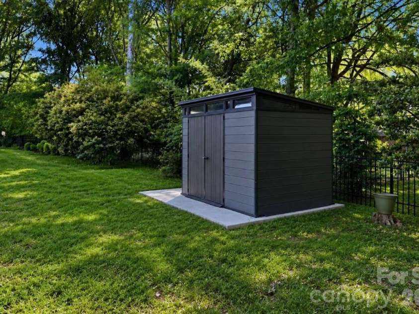 15704 Framingham Lane, Huntersville, NC 28078.  MLS# CAR4384574, YatesRealty ID 27020. Storage shed and backyard space