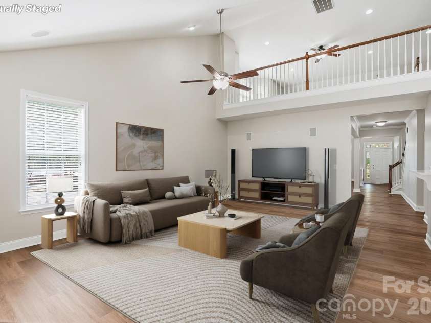 766 Platinum Drive, Fort Mill, SC 29708.  MLS# CAR4373139, YatesRealty ID 27022. Great Room Virtually Staged