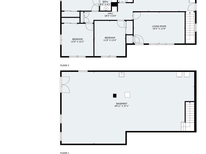 36984 B&C Carter Road, New London, NC 28127.  MLS# CAR4246178, YatesRealty ID 2704. Layout of the main floor and basement