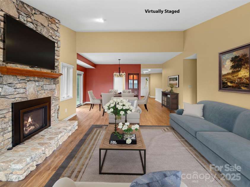 5 Ridge Terrace, Asheville, NC 28804.  MLS# CAR4308830, YatesRealty ID 27043. Great Room Virtually staged