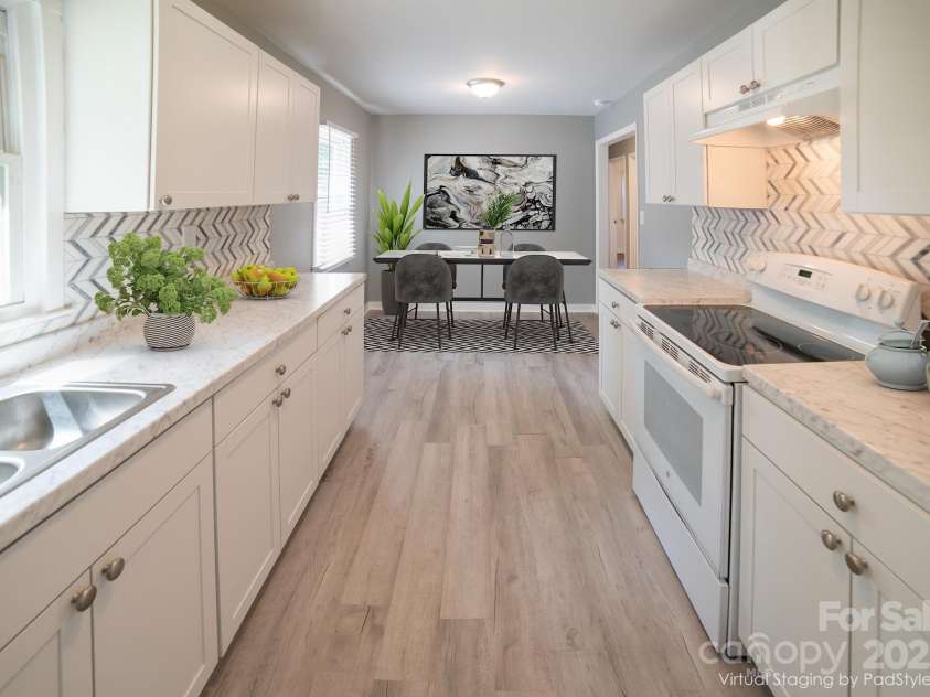 326 Gorrell Street, Shelby, NC 28152.  MLS# CAR4274379, YatesRealty ID 27056. Kitchen, virtually staged