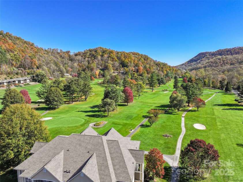 91 Glenview Lane, Maggie Valley, NC 28751.  MLS# CAR4312571, YatesRealty ID 2707. Drone above the building