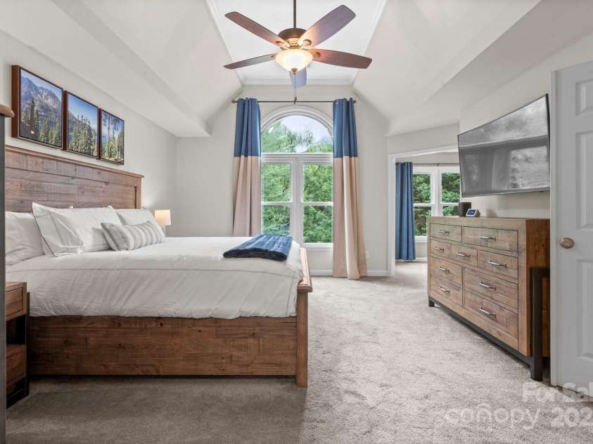 10108 Bayart Way, Huntersville, NC 28078.  MLS# CAR4280969, YatesRealty ID 27084. Primary bedroom overlooks the private backyard