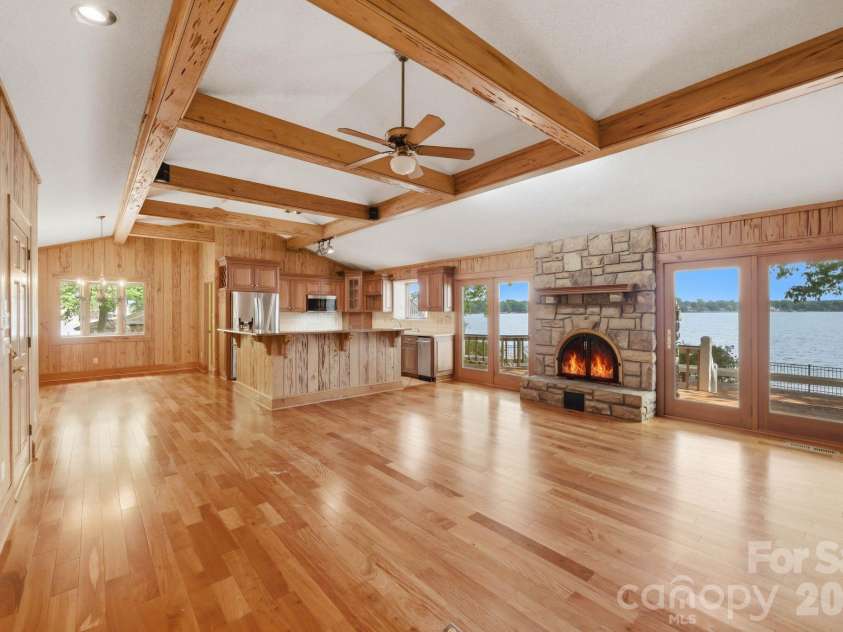 3725 Kingfisher Lane, Terrell, NC 28682.  MLS# CAR4375758, YatesRealty ID 27150. Great room with wormwood walls