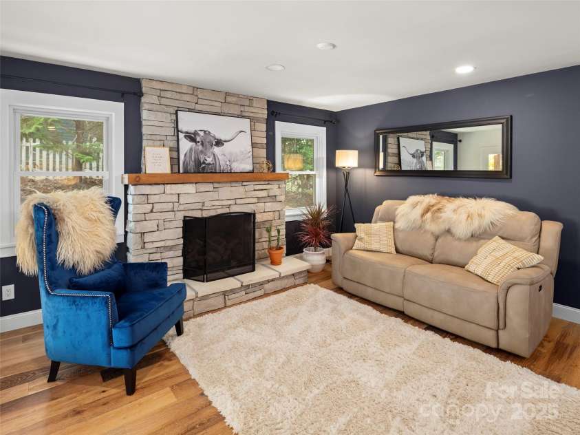 30 Gap Hill Drive, Fletcher, NC 28732.  MLS# CAR4249216, YatesRealty ID 27265. Spectacular custom rock mantle fireplace