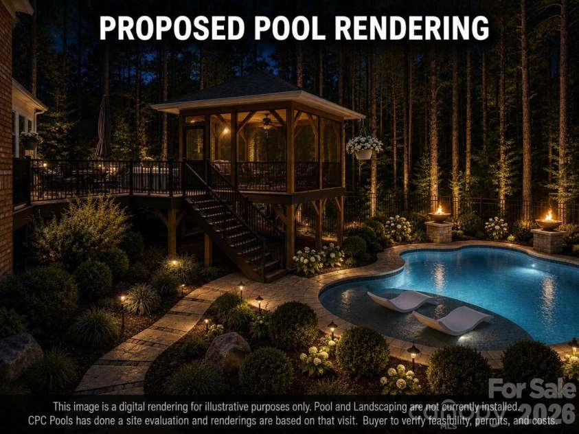 4950 River Hills Drive, Denver, NC 28037.  MLS# CAR4356776, YatesRealty ID 27312. CPC Pools has evaluated & indicated that a pool may be accommodated in the location as illustrated.
