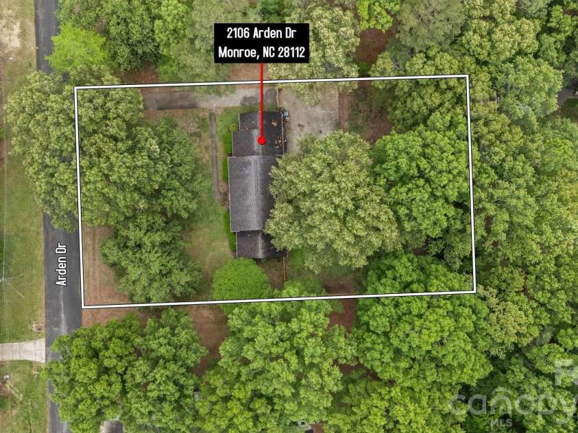 2106 Arden Drive, Monroe, NC 28112.  MLS# CAR4387611, YatesRealty ID 27335. Private lot with mature trees