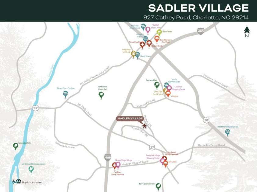 901 Cathey Road, Charlotte, NC 28214.  MLS# CAR4224939, YatesRealty ID 2734. Sadler Village Area Map