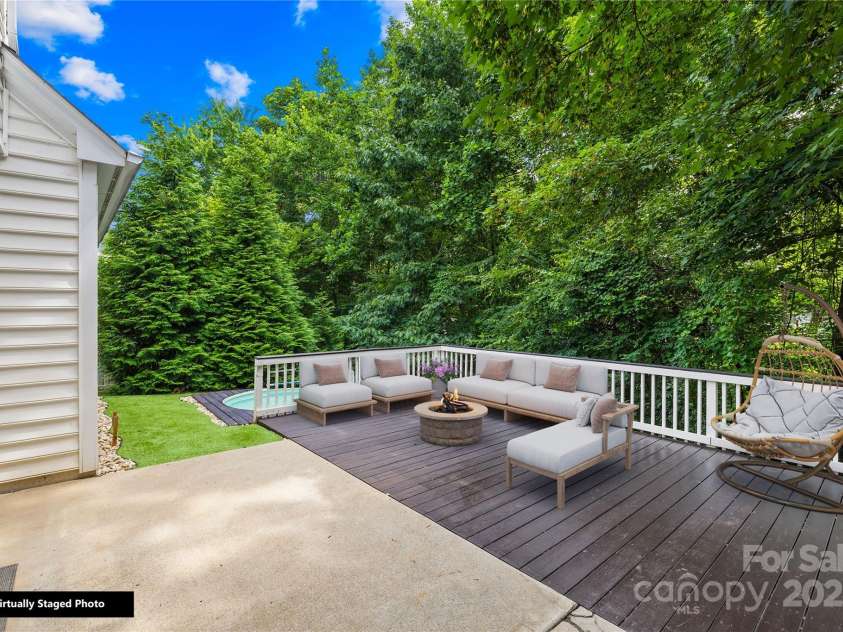 20827 Brinkley Street, Cornelius, NC 28031.  MLS# CAR4239322, YatesRealty ID 27344. Virtually staged back deck
