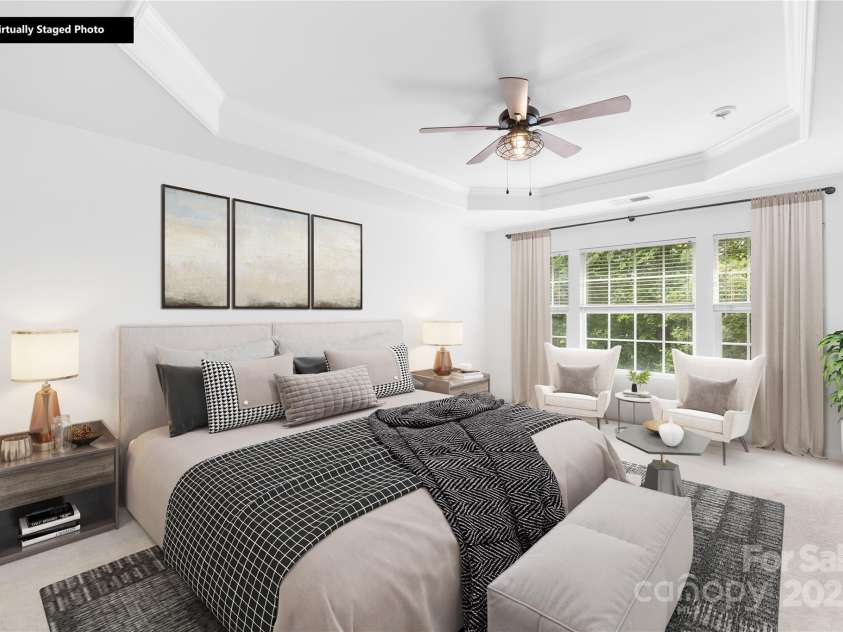 20827 Brinkley Street, Cornelius, NC 28031.  MLS# CAR4239322, YatesRealty ID 27344. Virtually staged primary bedroom