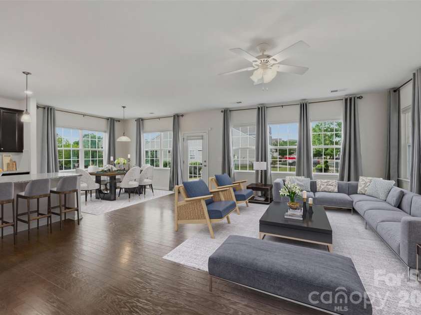 12109 Belmont Mansion Drive, Charlotte, NC 28273.  MLS# CAR4387260, YatesRealty ID 27372. Virtually Staged Kitchen Living Room 