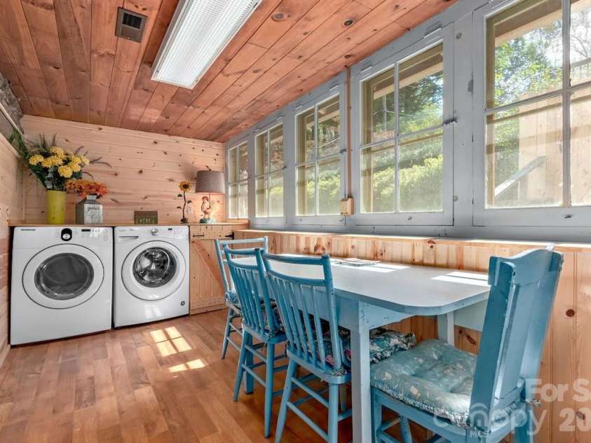 72 Chestnut Hill Road, Gerton, NC 28735.  MLS# CAR4375202, YatesRealty ID 27416. Main Cabin - breakfast and W/D space off kitchen