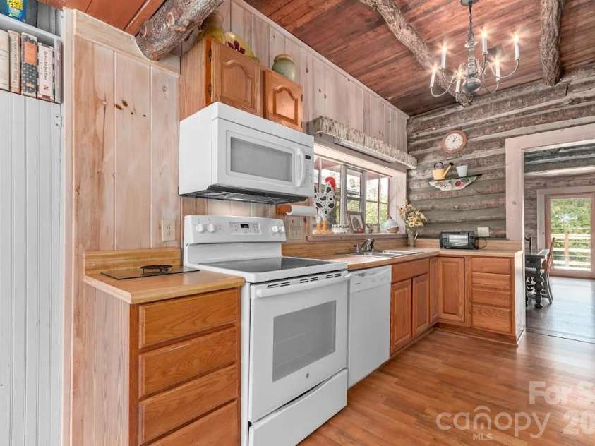 72 Chestnut Hill Road, Gerton, NC 28735.  MLS# CAR4375202, YatesRealty ID 27416. Main Cabin - kitchen