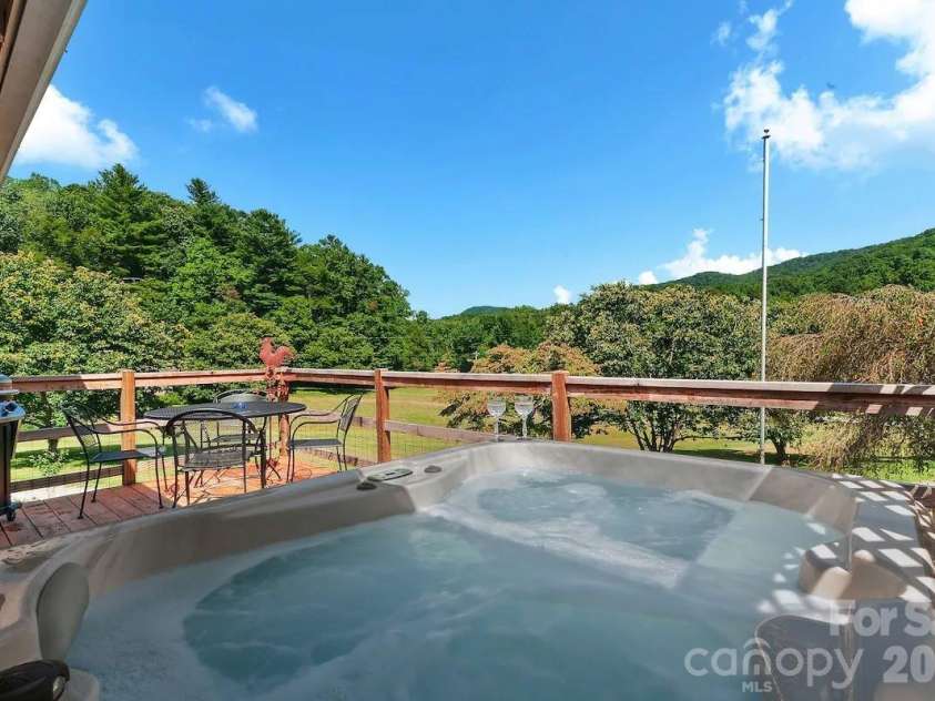 72 Chestnut Hill Road, Gerton, NC 28735.  MLS# CAR4375202, YatesRealty ID 27416. Main Cabin - view from hot tub and deck