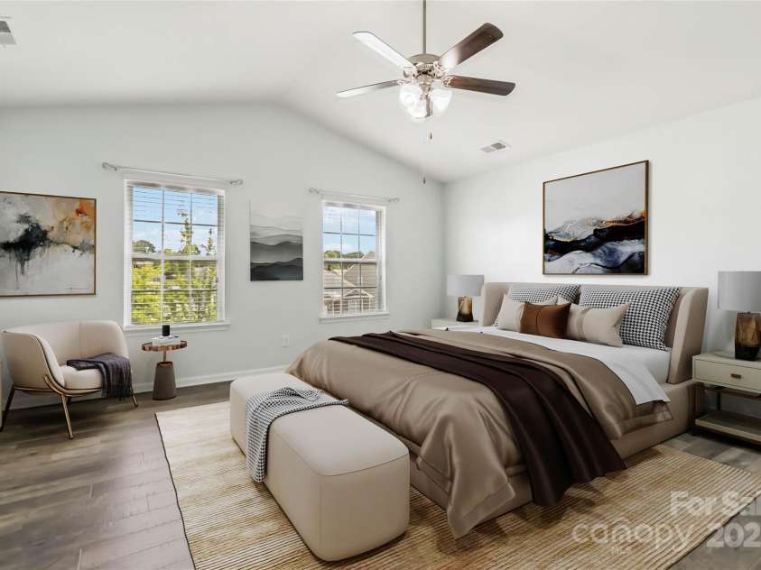 2423 Tallet Trace, Charlotte, NC 28216.  MLS# CAR4271851, YatesRealty ID 27441. Virtually staged primary bedroom