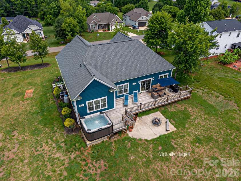 2725 Eagle Drive, Lincolnton, NC 28092.  MLS# CAR4387152, YatesRealty ID 27532. Ariel view with future hot tub in place