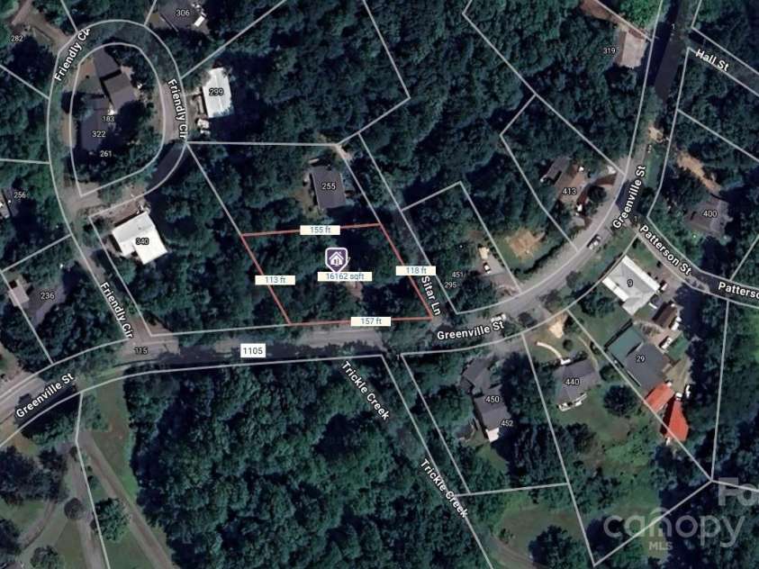 17 Sitar Lane, Saluda, NC 28773.  MLS# CAR4284532, YatesRealty ID 27590. Aerial with Lot Dimensions