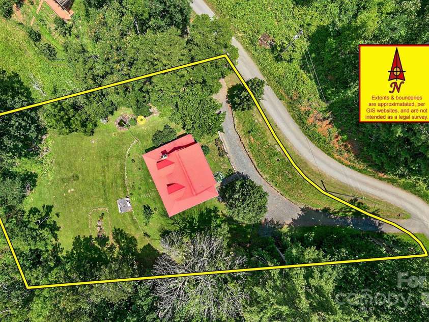 715 Sunset Mountain Road, Bakersville, NC 28705.  MLS# CAR4276207, YatesRealty ID 27672. Aerial view showing approximate boundaries of the property.