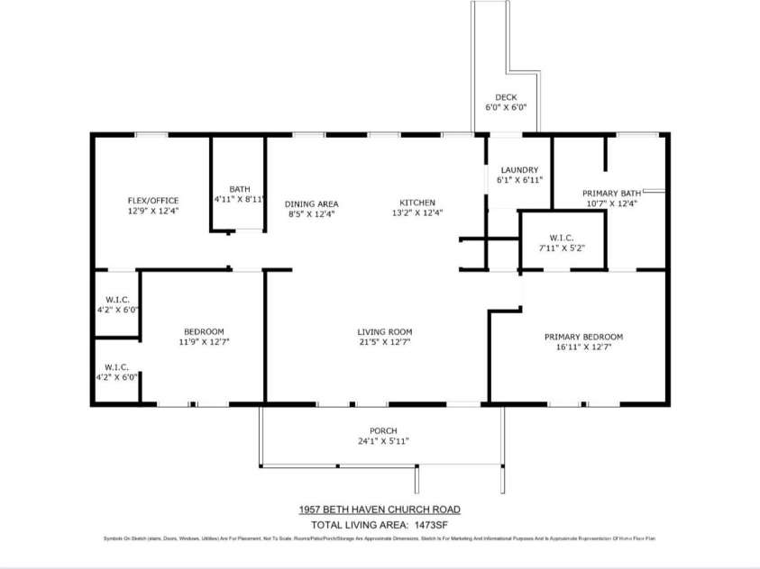 1957 Beth Haven Church Road, Denver, NC 28037.  MLS# CAR4243716, YatesRealty ID 27709. Floorplan- Measurements