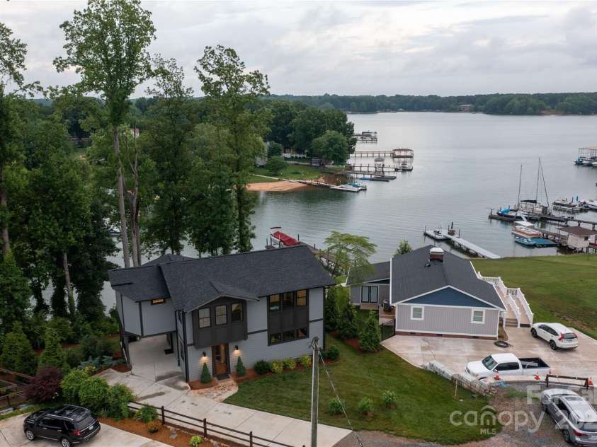113 Angler Place, Mooresville, NC 28117.  MLS# CAR4217106, YatesRealty ID 2772. Aerial towards east and sunrise.