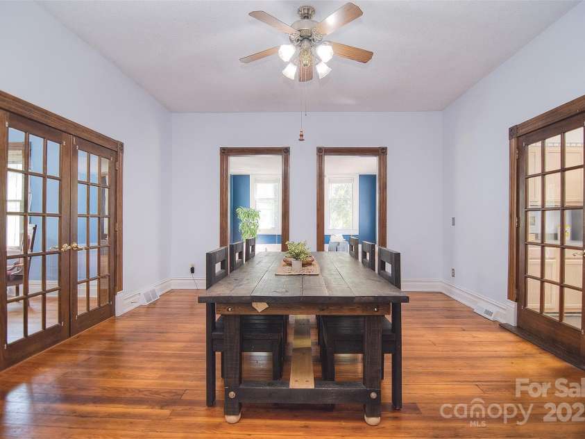 1707 Main Street, Salisbury, NC 28144.  MLS# CAR4281893, YatesRealty ID 27758. Dining Room with French doors to Living Room, Door to Kitchen and open doorway to Sunroom