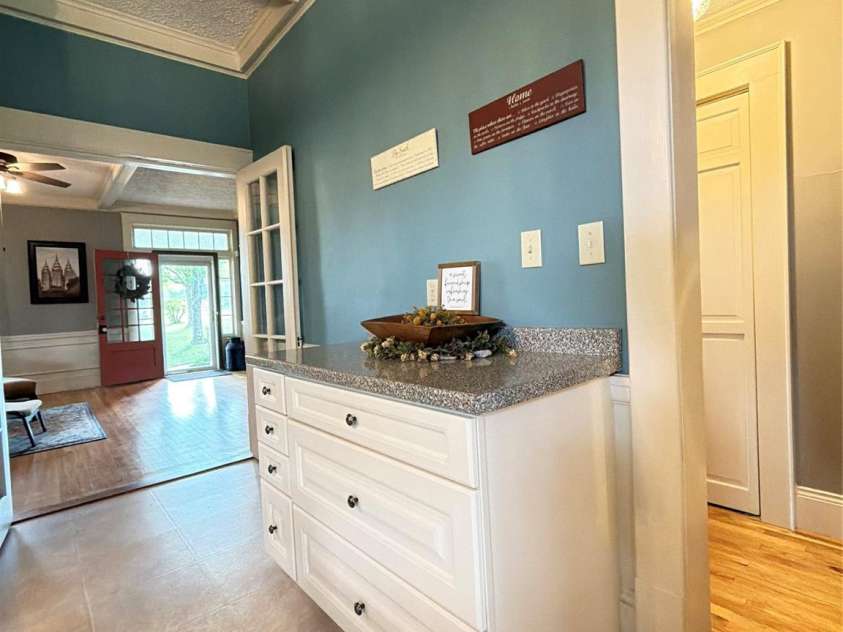 1417 Melrose Drive, Shelby, NC 28152.  MLS# CAR4386455, YatesRealty ID 27772. Sideboard buffet adds to practical charm for entertaining.