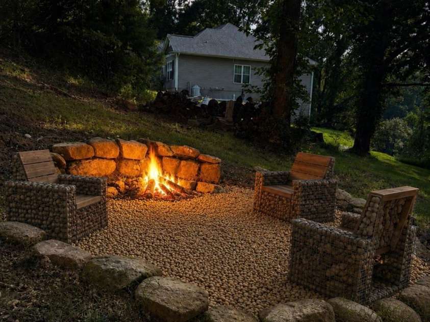 127 Cairens Ridge Drive, Mills River, NC 28759.  MLS# CAR4380614, YatesRealty ID 27823. AI enhanced backyard fire pit area