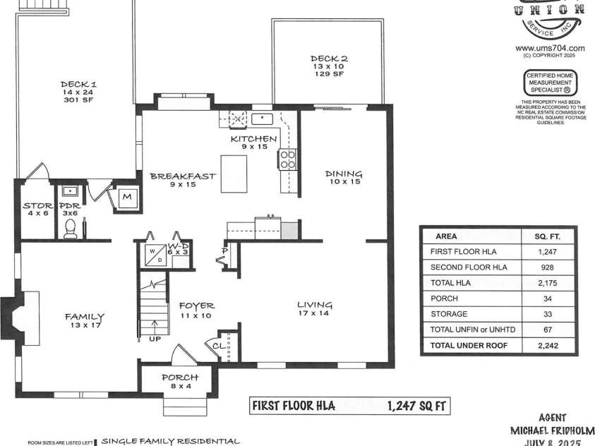 526 Trail Ridge Road, Matthews, NC 28105.  MLS# CAR4279013, YatesRealty ID 27824. First floor plan